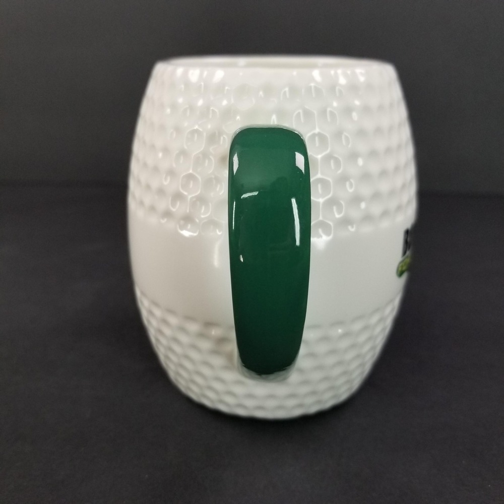 Born To Golf Forced To Work Golf Ball Shaped Ceramic Coffee Mug White Green - Picture 4 of 9
